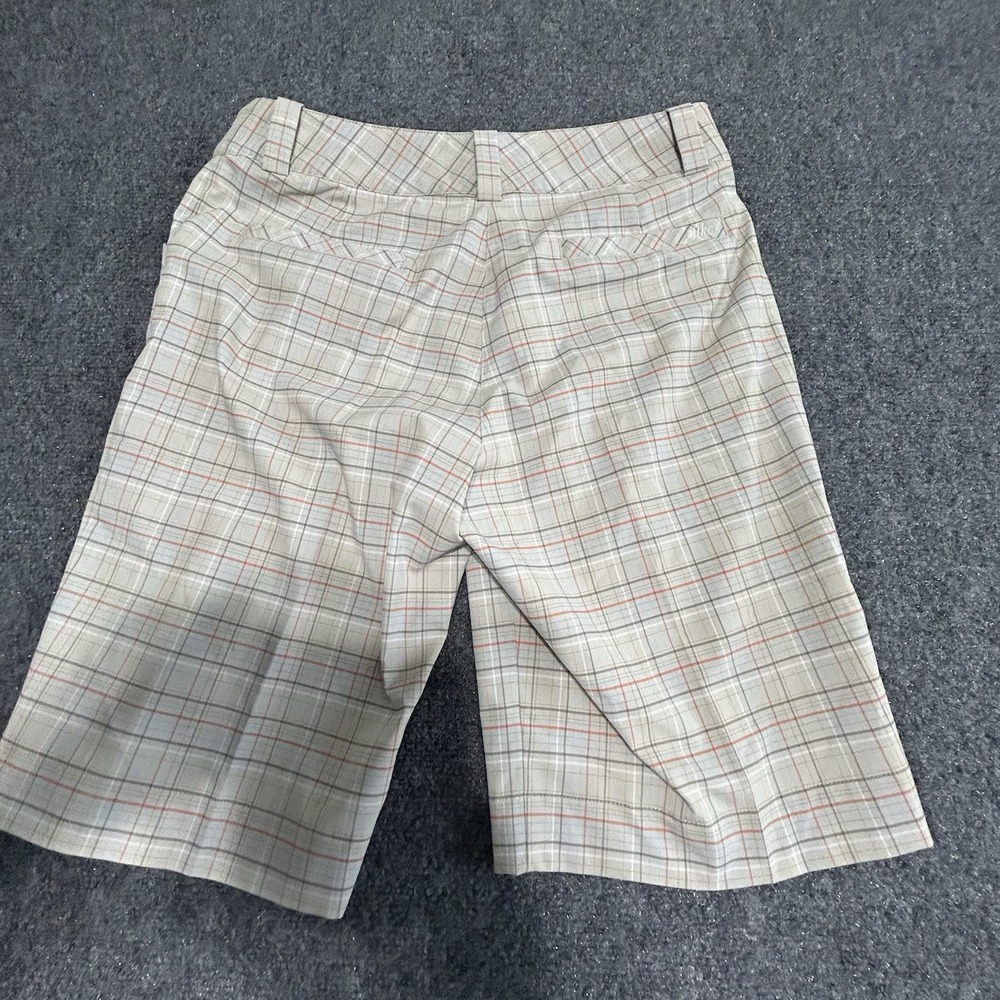Nike Dri Fit Women's Golf Shorts Size 8, Tan Orange And White Plaid Summer Golf - Picture 5 of 6